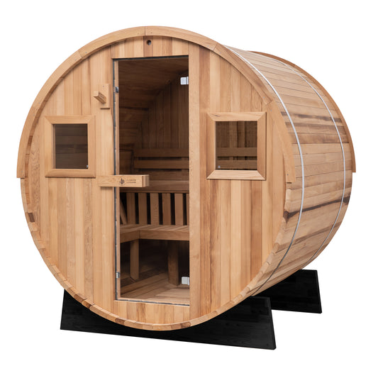 Extra-Wide Barrel Outdoor Sauna - 6 Person