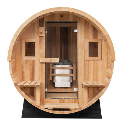 Barrel Outdoor Sauna w/ Porch - 6 Person
